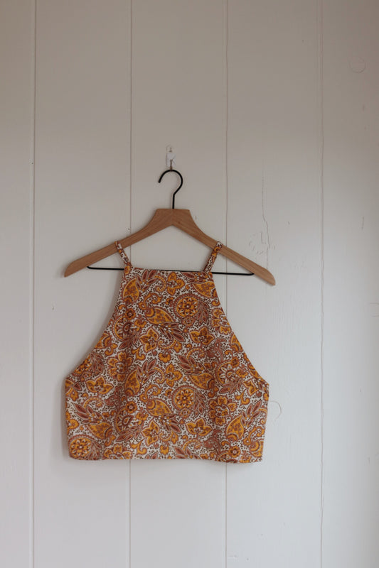 golden paisley halter top