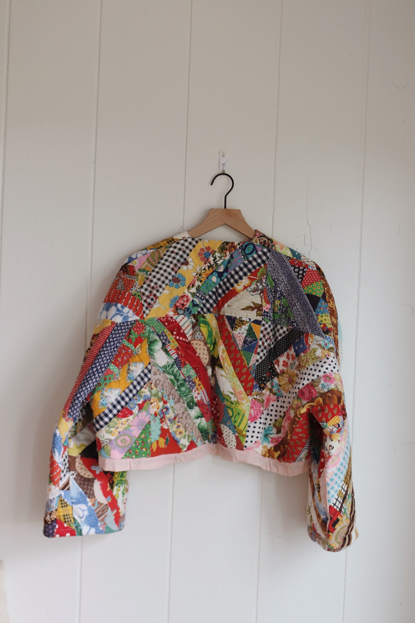 cropped krazy quilt coat