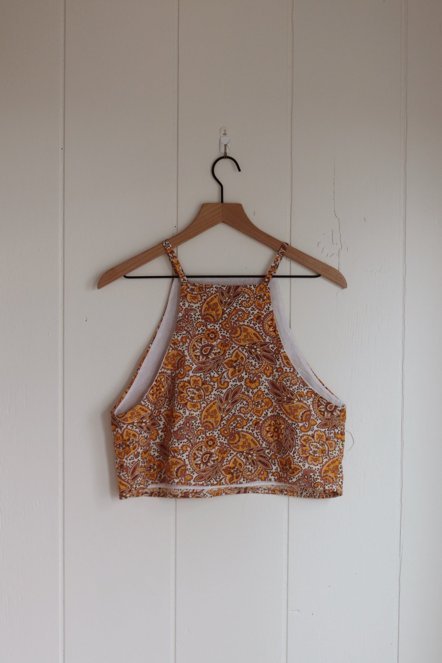 golden paisley halter top