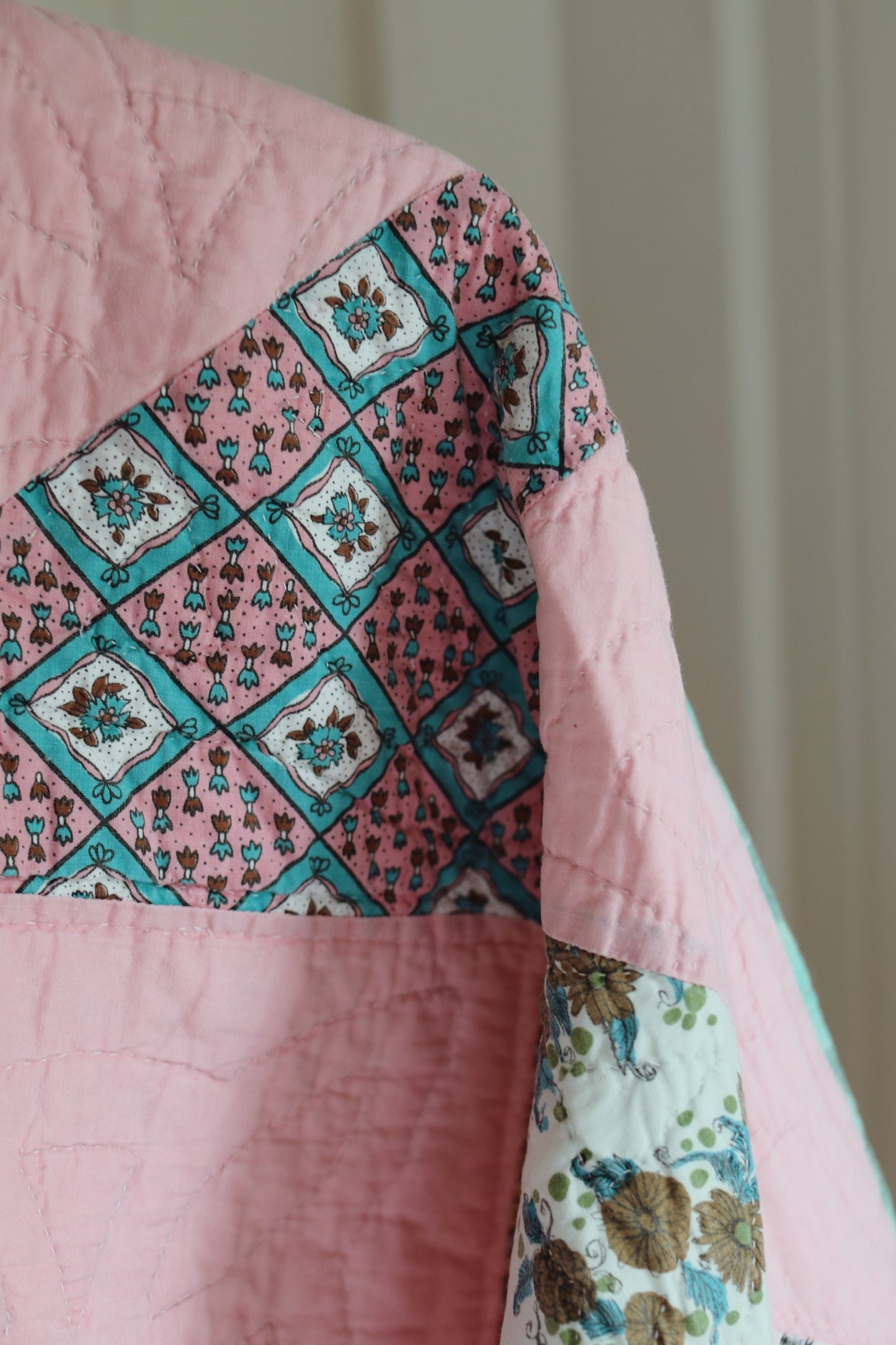 pink quilt coat
