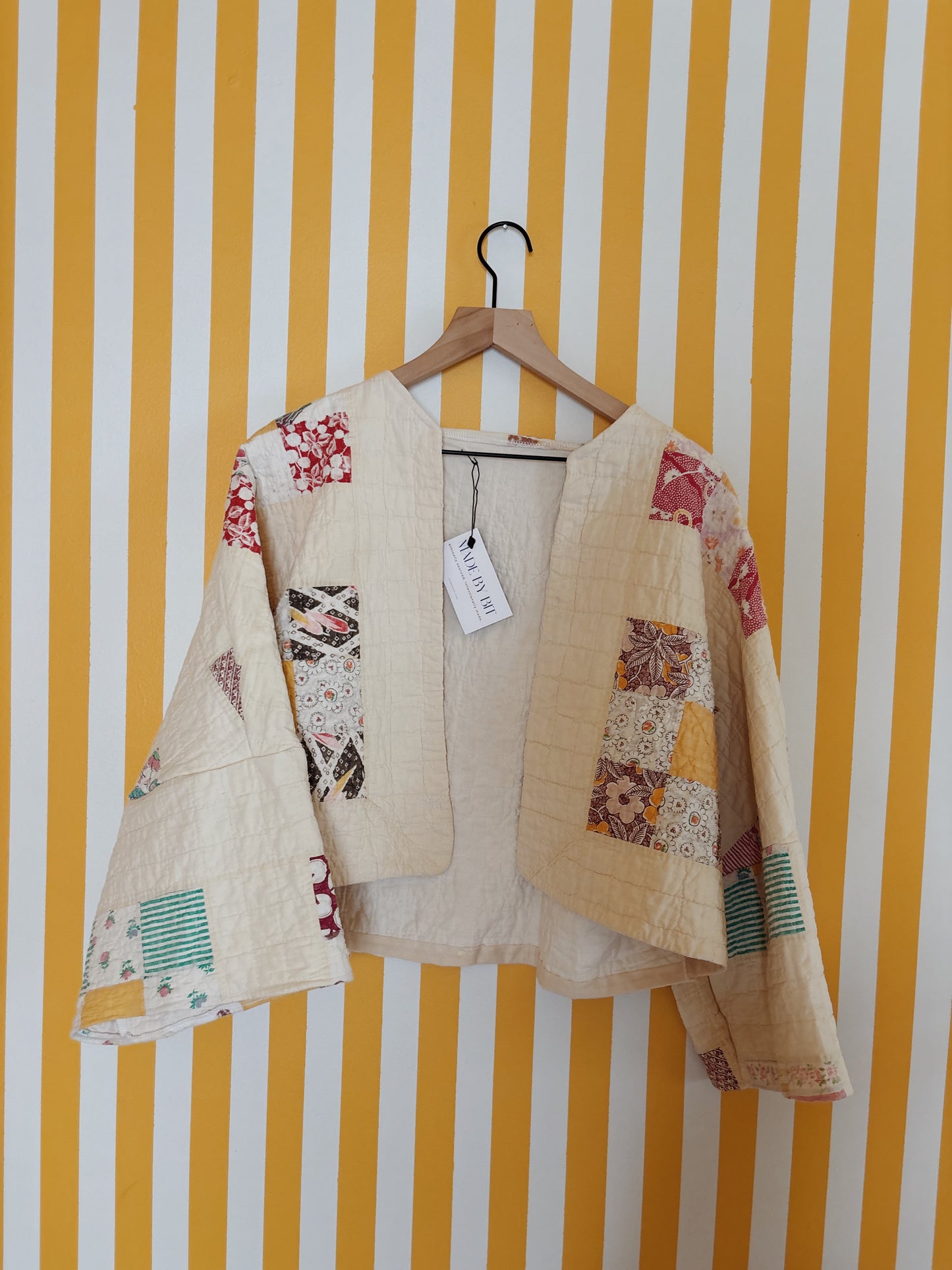 nine block yellow quilt coat