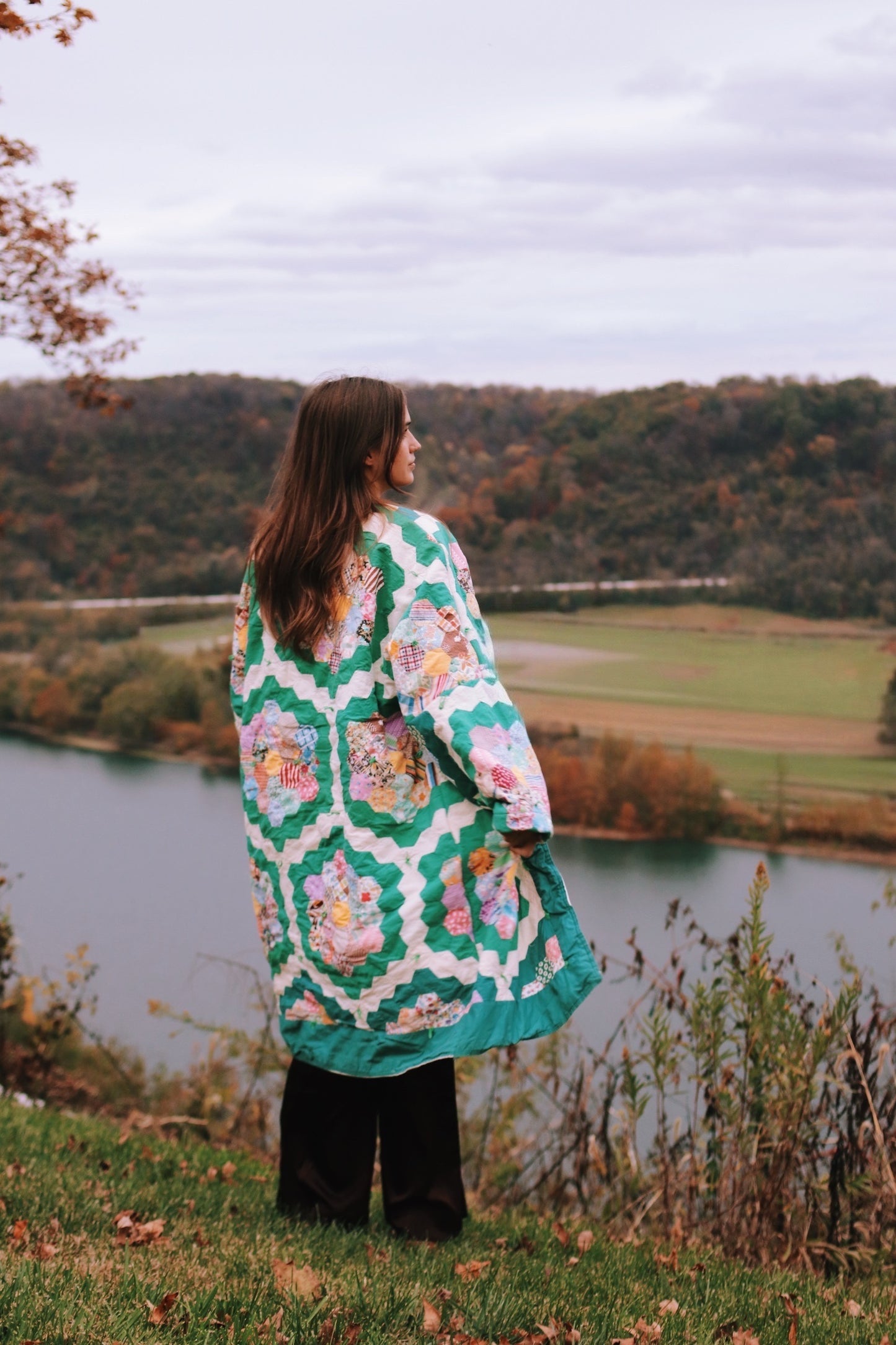 grandmothers garden long quilt coat
