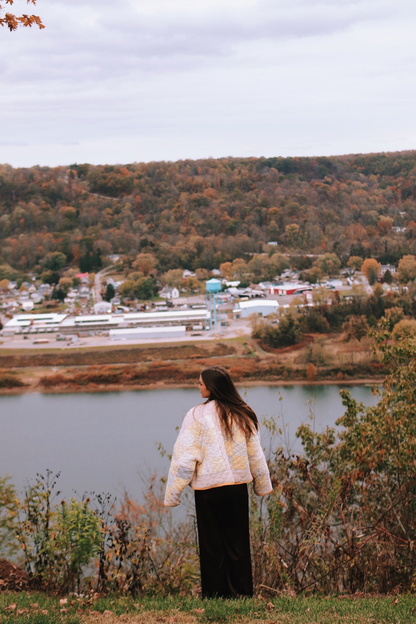 yellow nine square quilt coat
