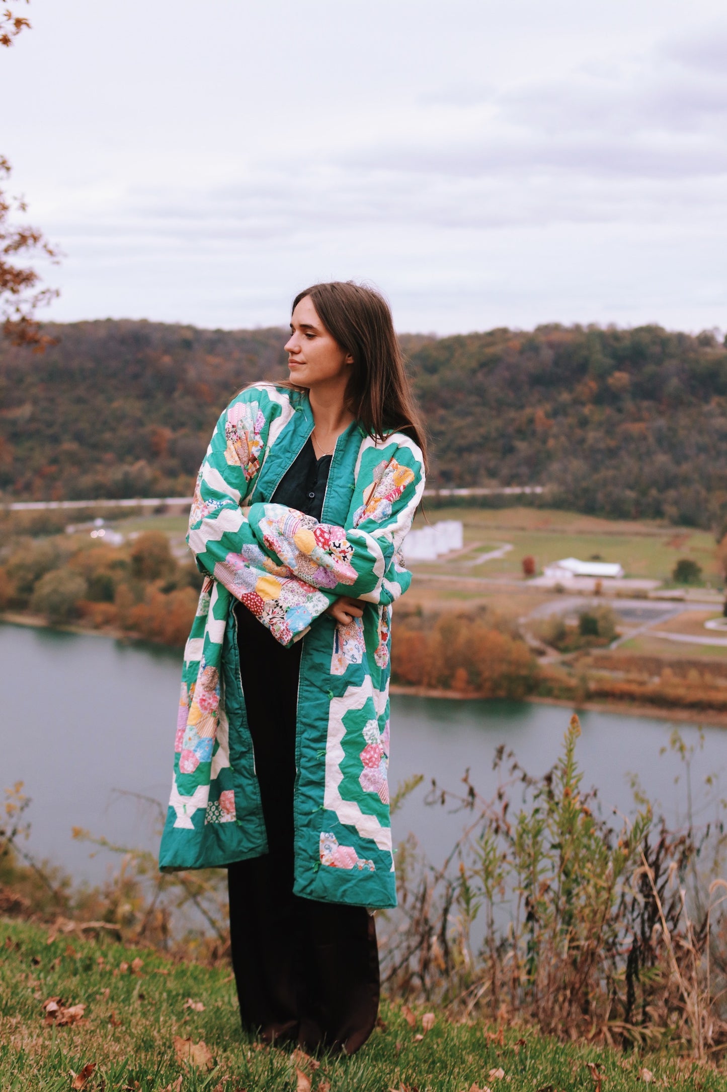 grandmothers garden long quilt coat