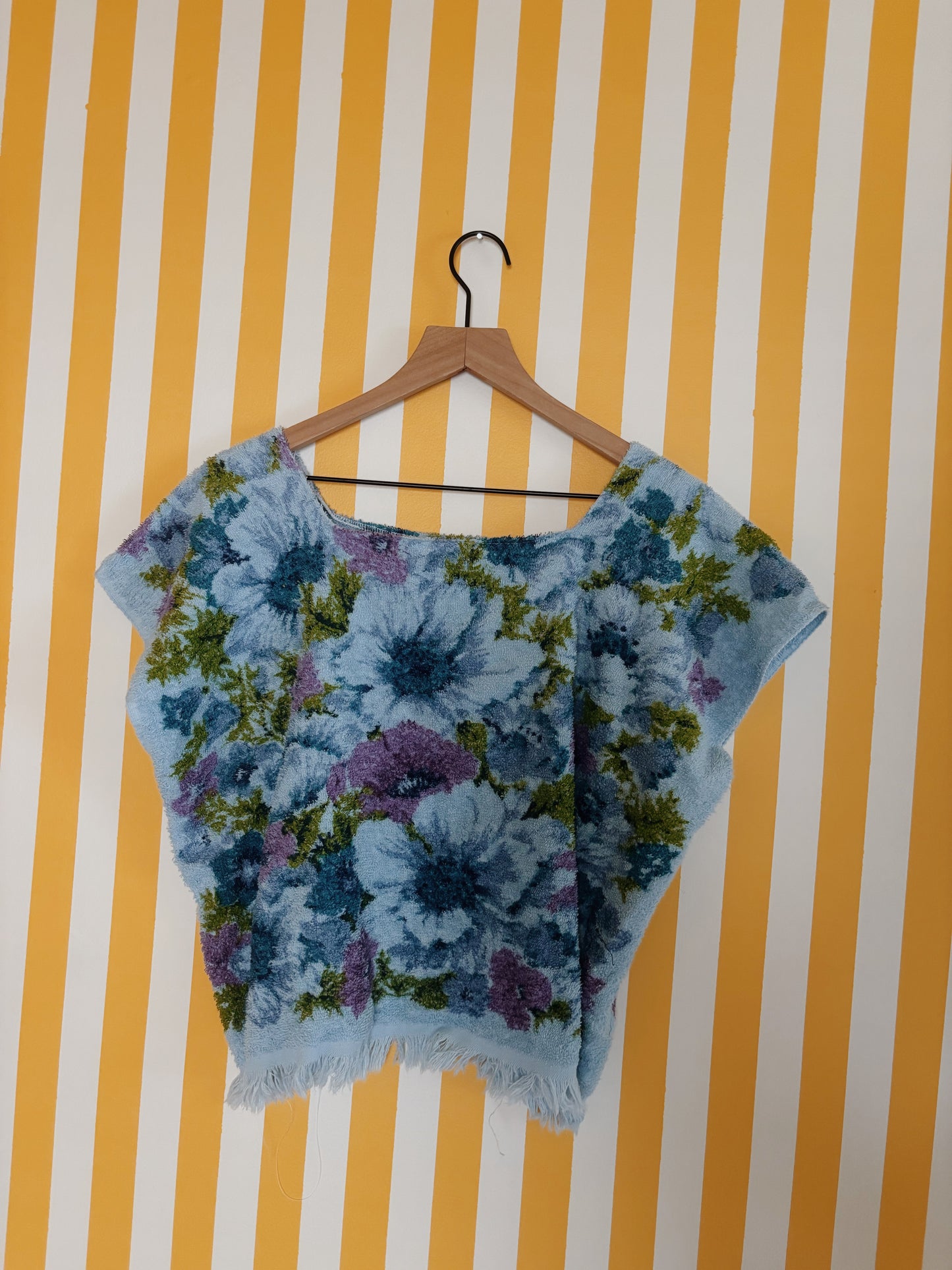 vintage blue towel top