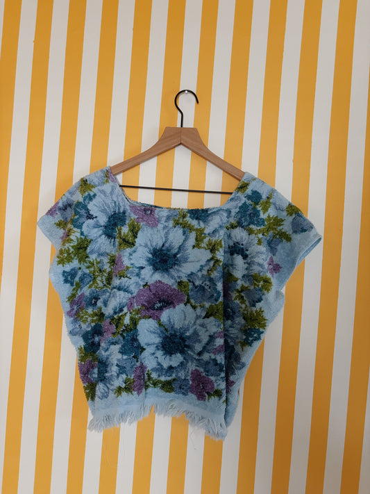 vintage blue towel top