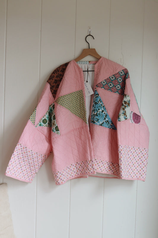 pink quilt coat