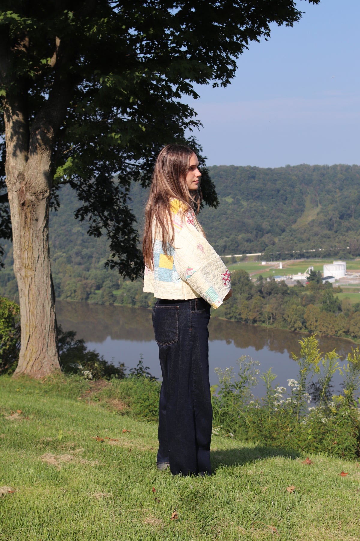 nine block yellow quilt coat