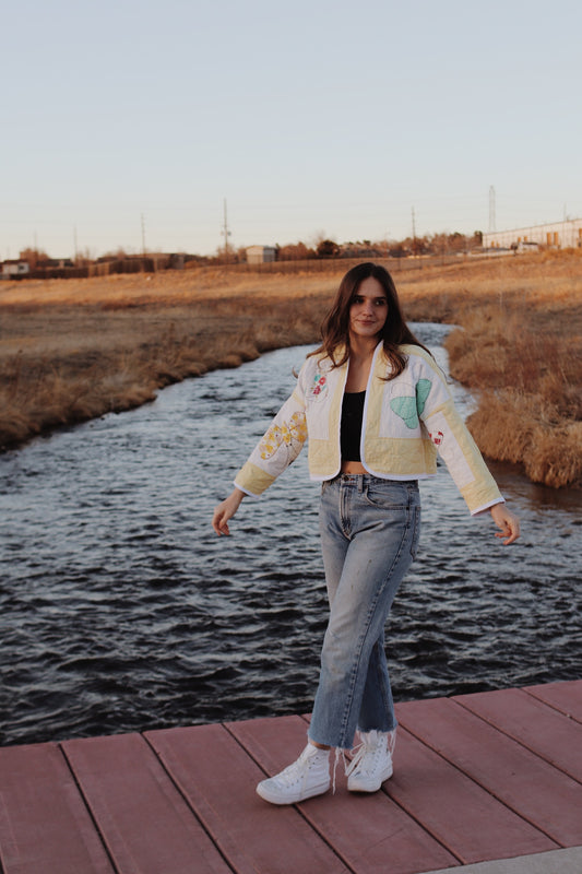 vintage butterfly quilt coat