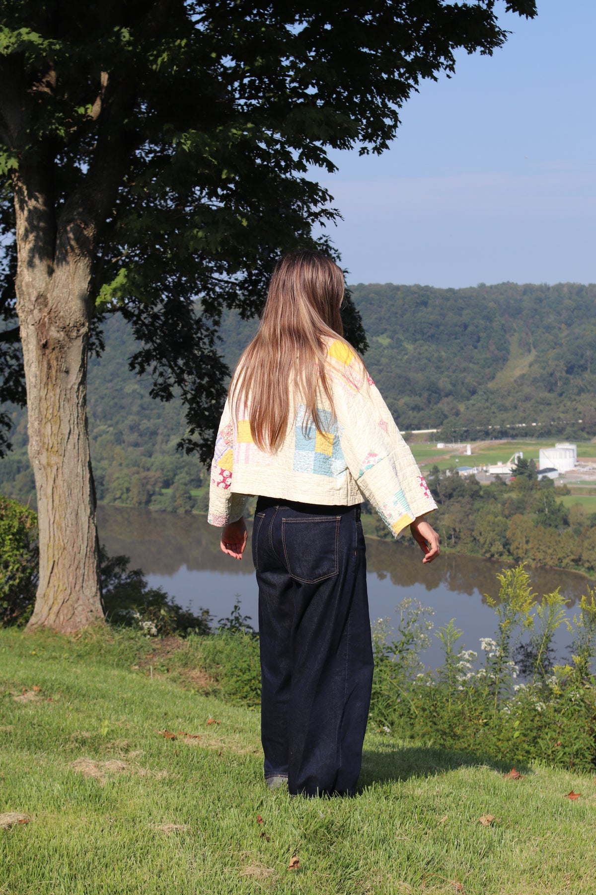 nine block yellow quilt coat