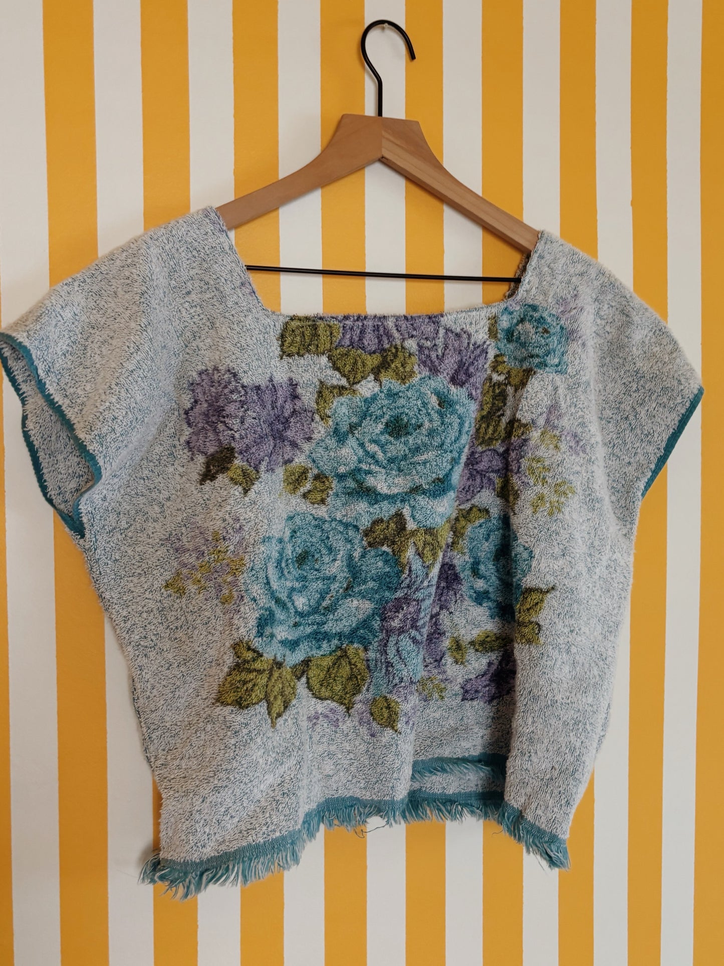 vintage blue faded towel top