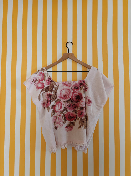 vintage pink rose towel top pink rose
