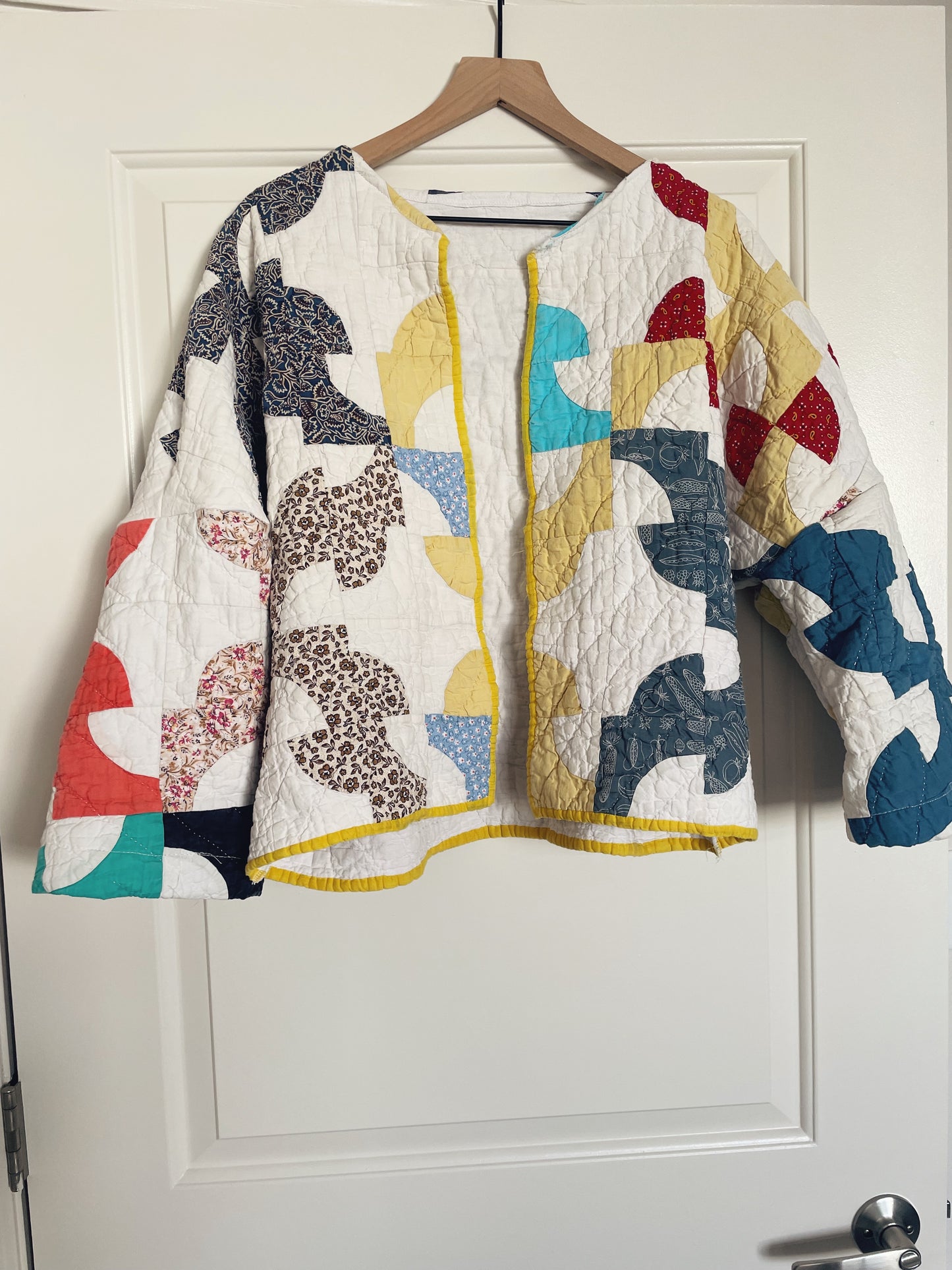 drunkards path quilt coat