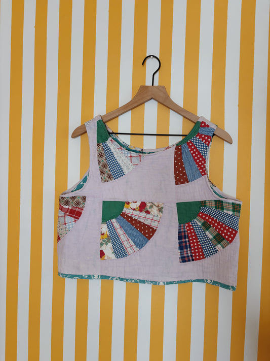 vintage fan quilt tank