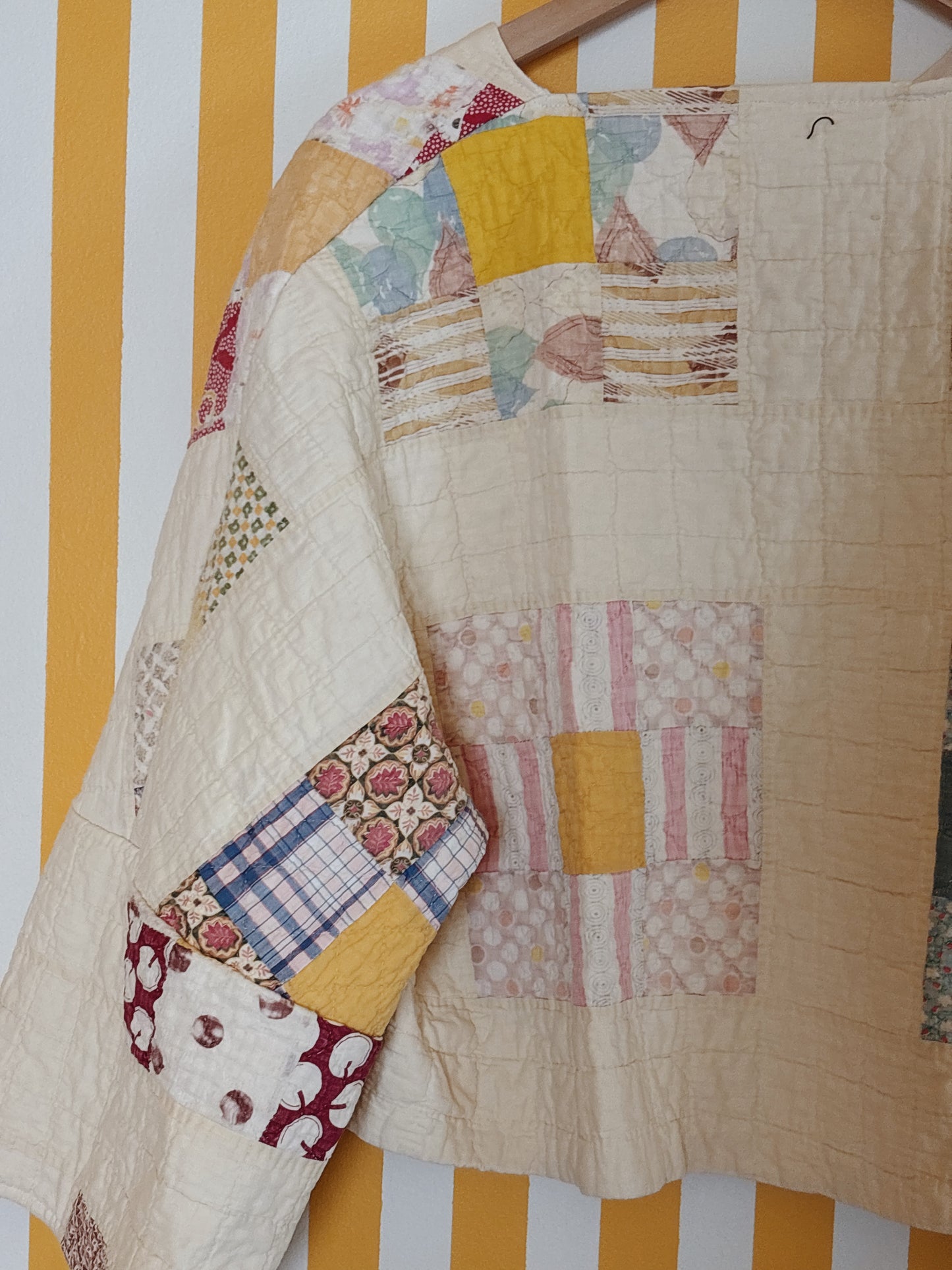 nine block yellow quilt coat