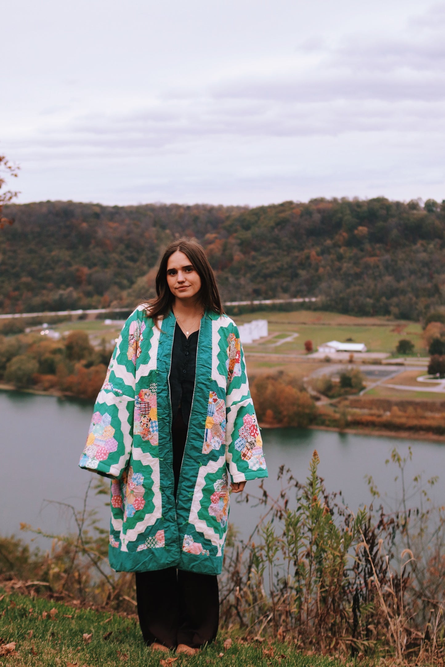 grandmothers garden long quilt coat