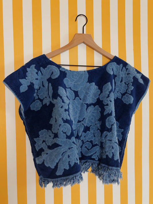 vintage blue towel top