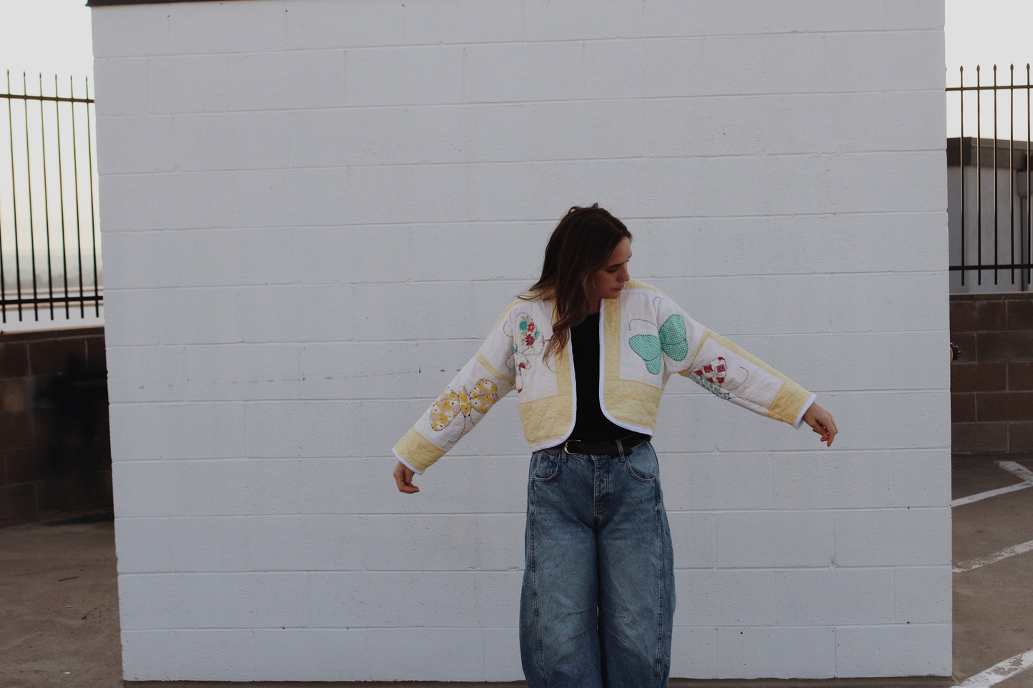 vintage butterfly quilt coat